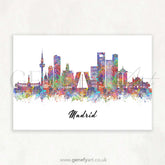Madrid Skyline Watercolour Art Print - Genefy Art
