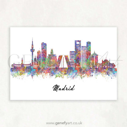 Madrid Skyline Watercolour Art Print - Genefy Art
