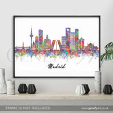 Madrid Skyline Watercolour Art Print - Genefy Art