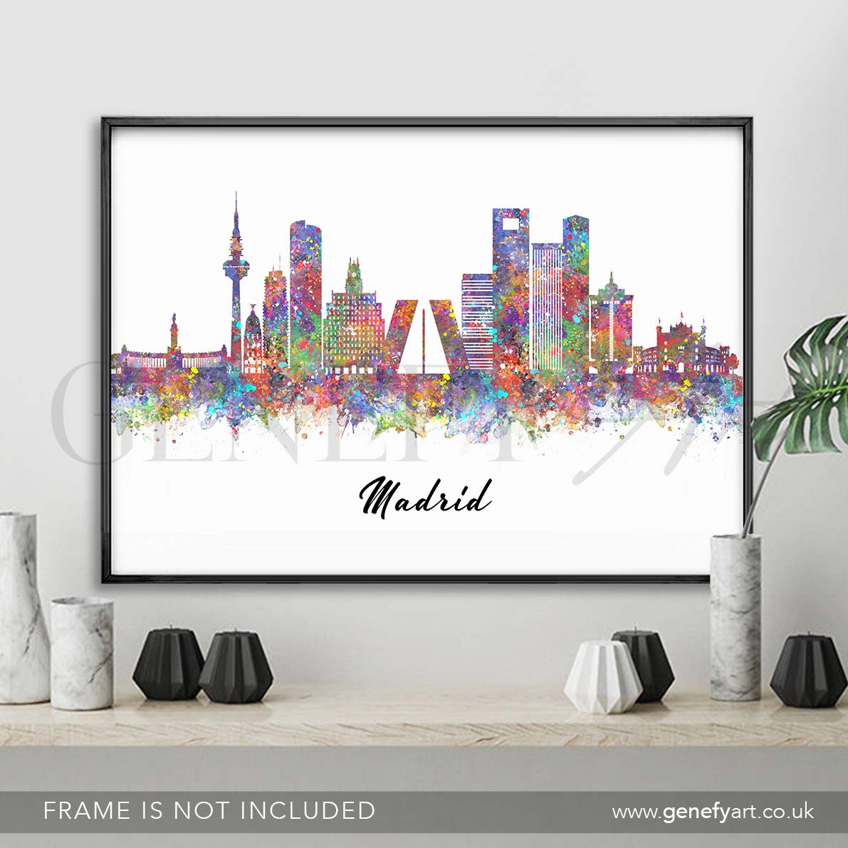 Madrid Skyline Watercolour Art Print - Genefy Art