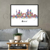 Madrid Skyline Watercolour Art Print - Genefy Art