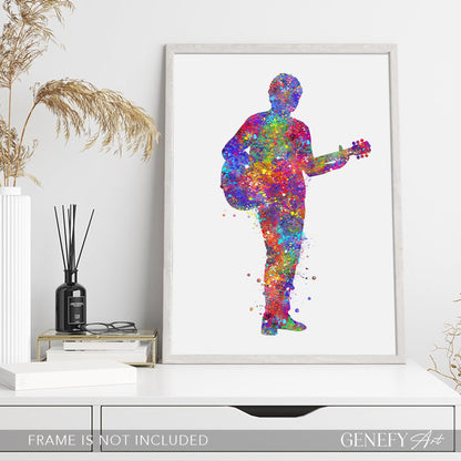 Male Guitarist Watercolour Art