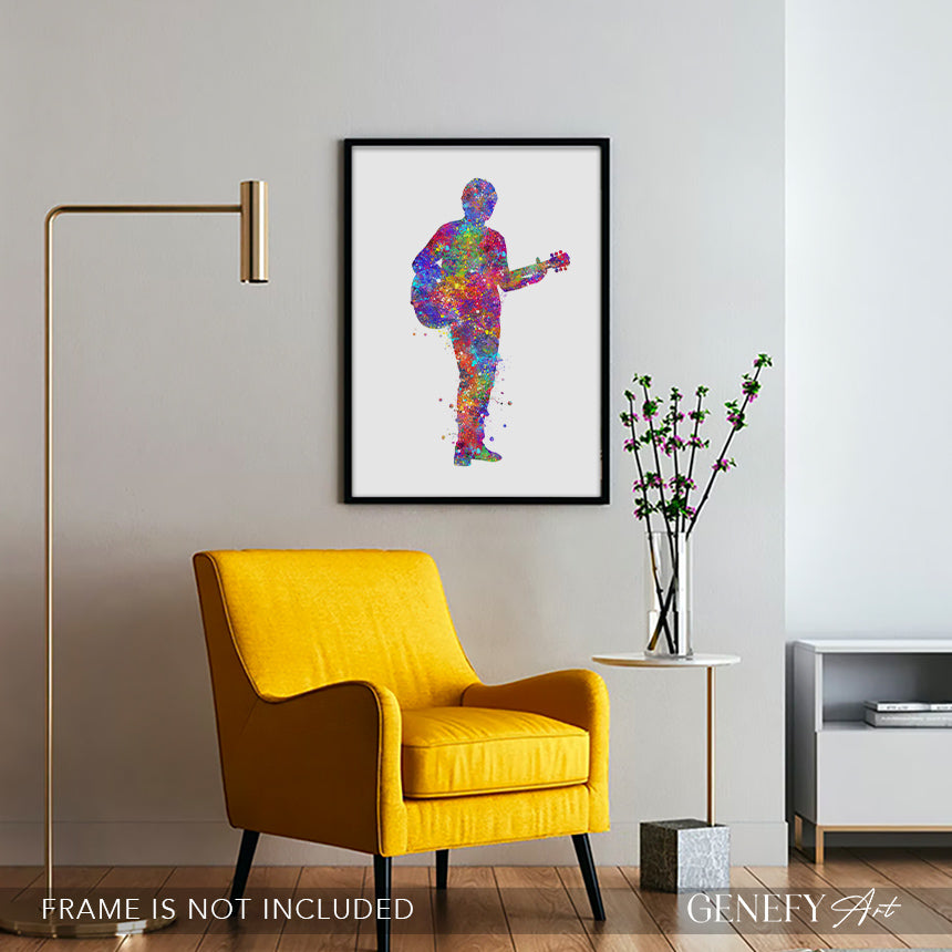 Male Guitarist Watercolour Art