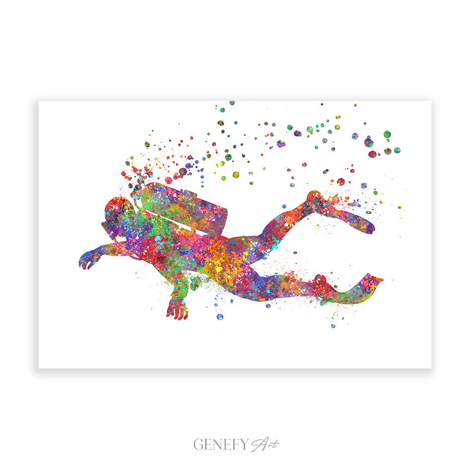 Scuba Diver Art Print