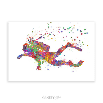 Scuba Diver Art Print