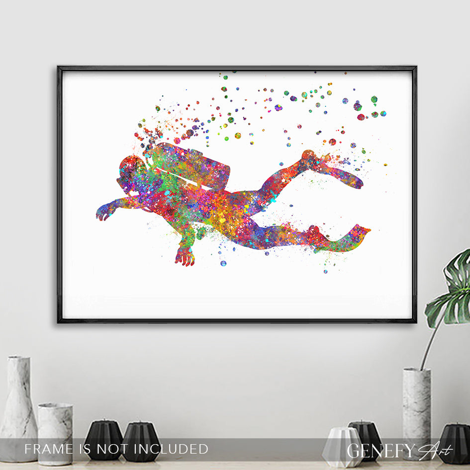 Scuba Diver Art Print