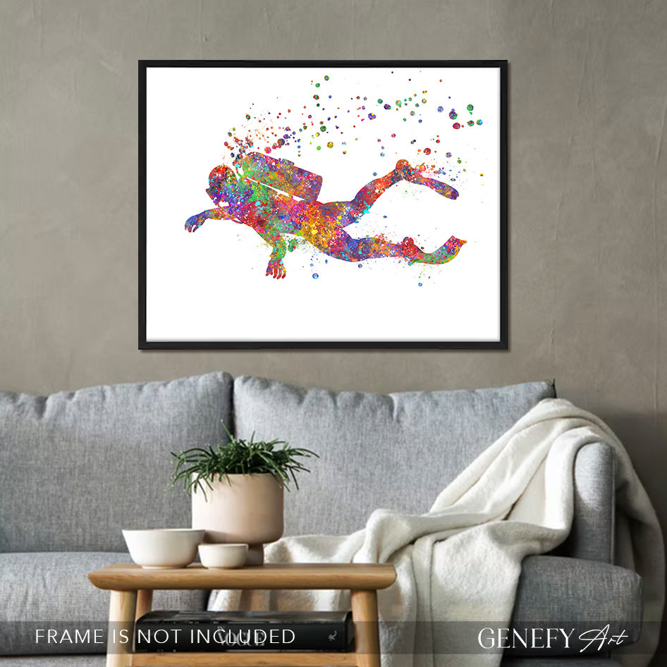 Scuba Diver Art Print