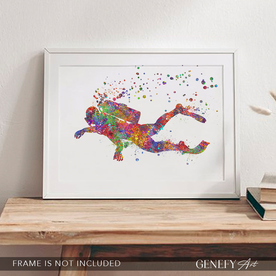 Scuba Diver Art Print