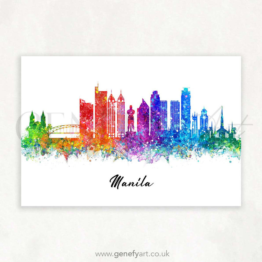 Manila Skyline Watercolour Print - Genefy Art
