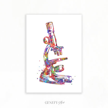 Microscope Watercolour Art Print