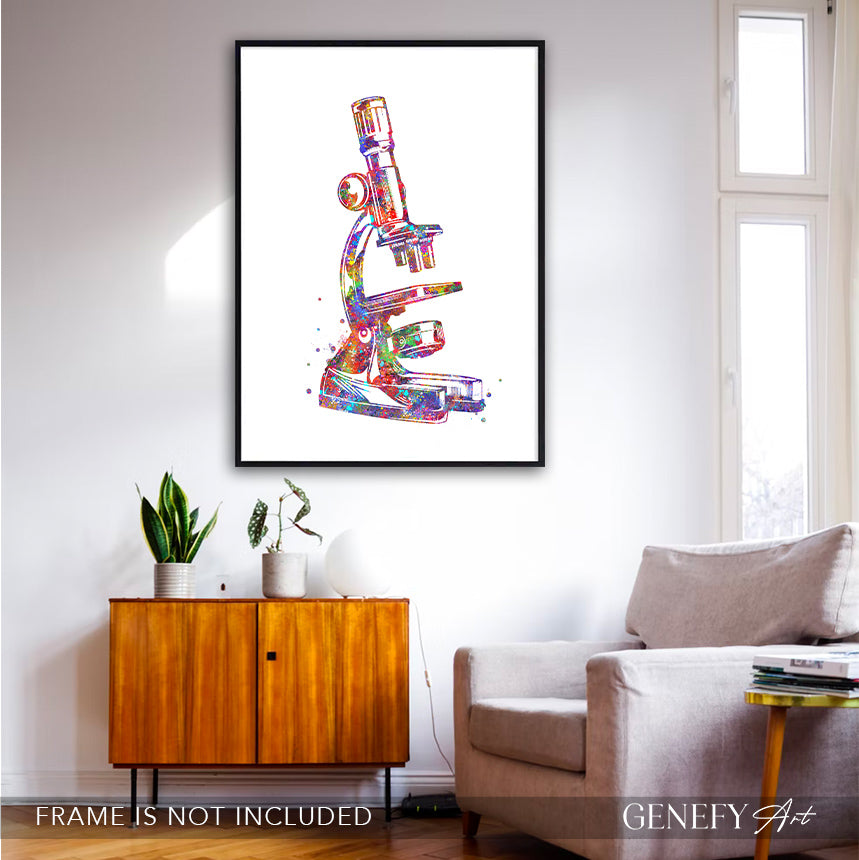 Microscope Watercolour Art Print