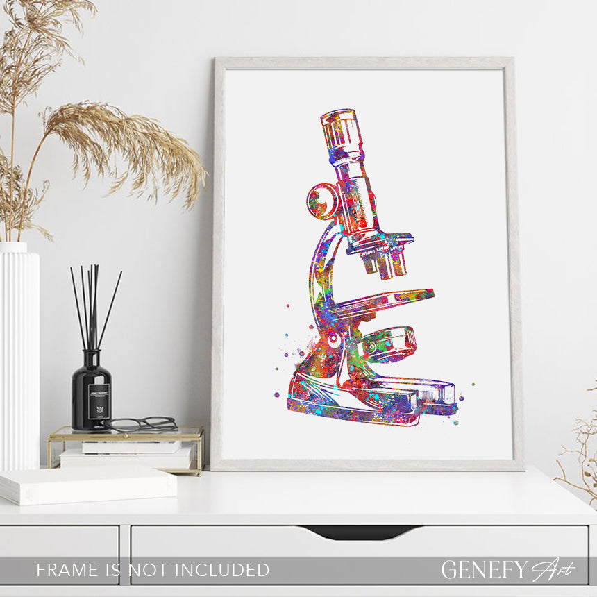 Microscope Watercolour Art Print