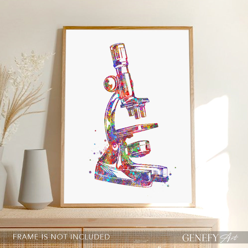 Microscope Watercolour Art Print