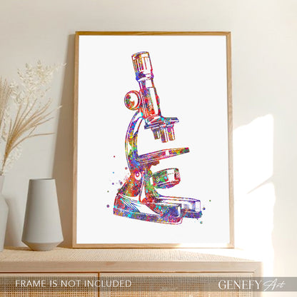 Microscope Watercolour Art Print
