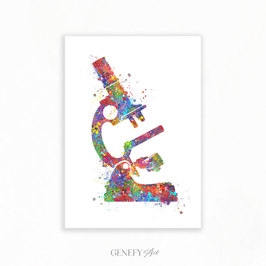 Microscope Watercolour Art Print - Genefy Art