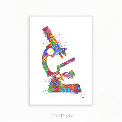 Microscope Watercolour Art Print - Genefy Art