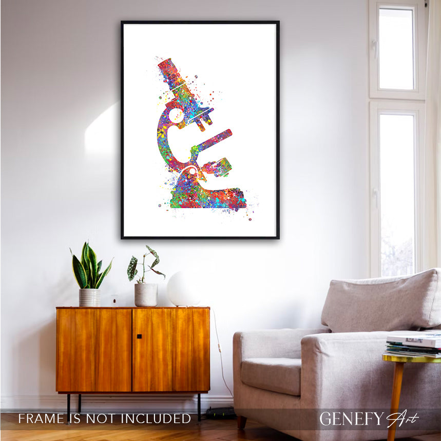 Microscope Watercolour Art Print - Genefy Art