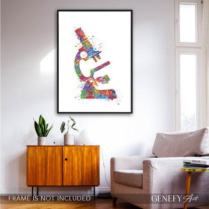 Microscope Watercolour Art Print - Genefy Art