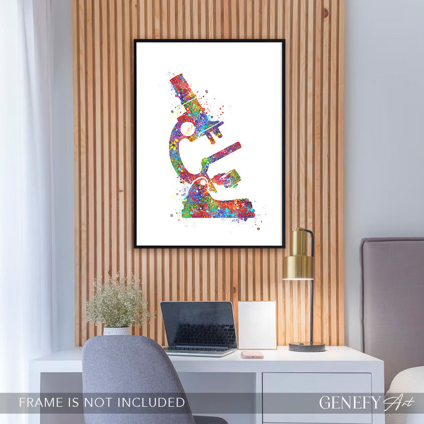 Microscope Watercolour Art Print - Genefy Art