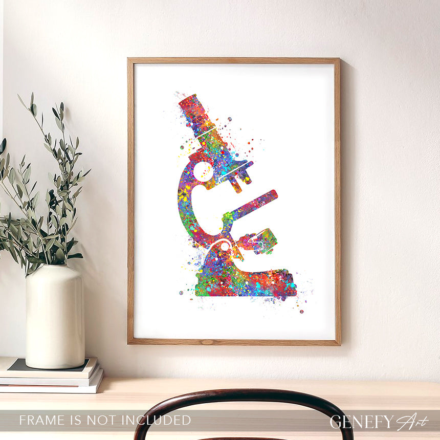 Microscope Watercolour Art Print - Genefy Art