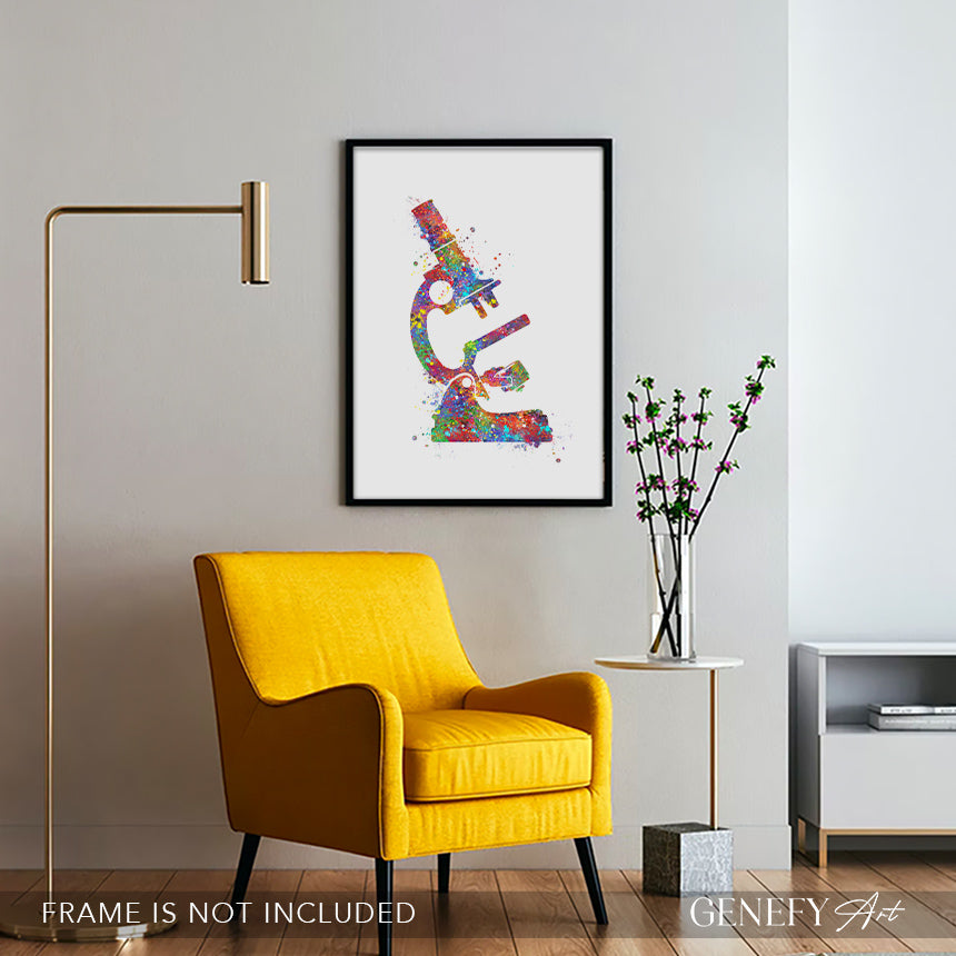 Microscope Watercolour Art Print - Genefy Art