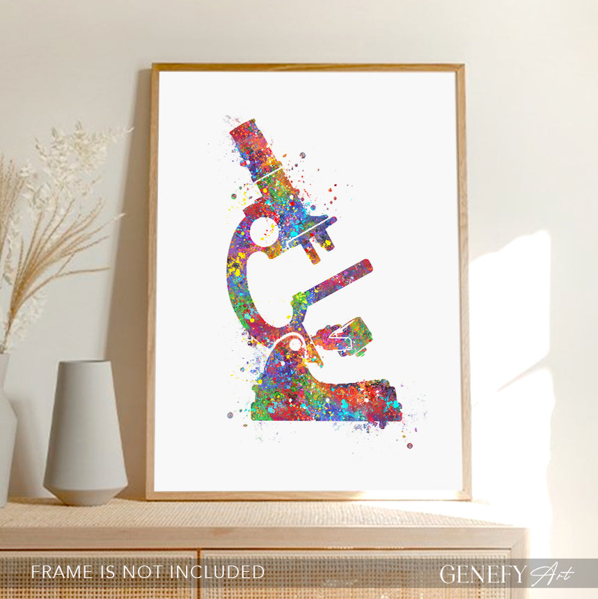 Microscope Watercolour Art Print - Genefy Art