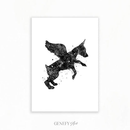 Black and White Miniature Pinscher with Angel Wings Art - Genefy Art