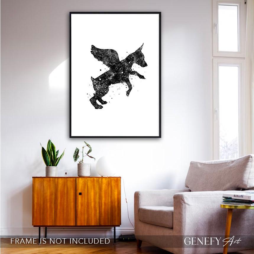 Black and White Miniature Pinscher with Angel Wings Art - Genefy Art