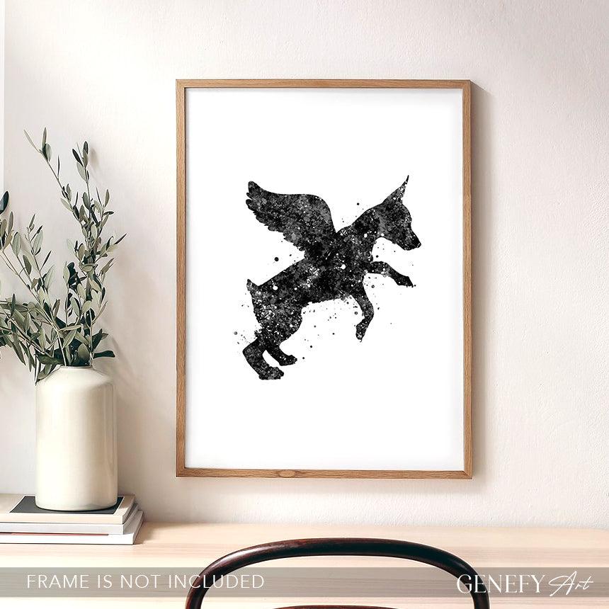 Black and White Miniature Pinscher with Angel Wings Art - Genefy Art