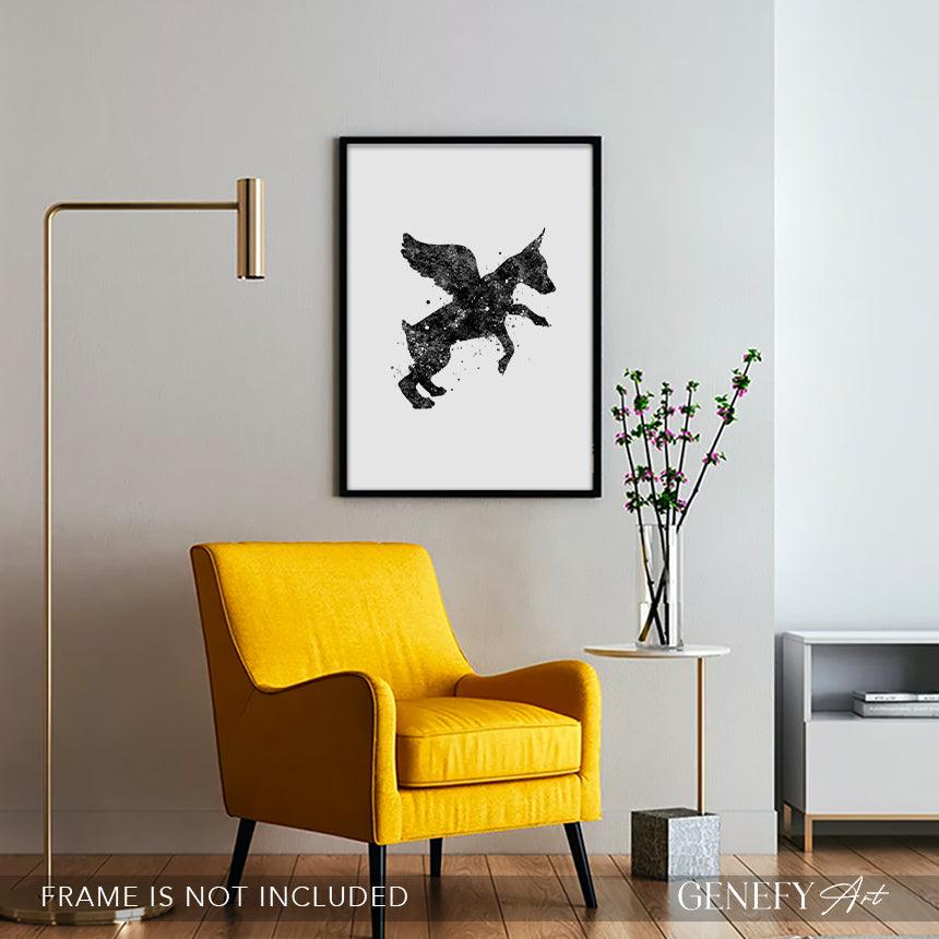 Black and White Miniature Pinscher with Angel Wings Art - Genefy Art