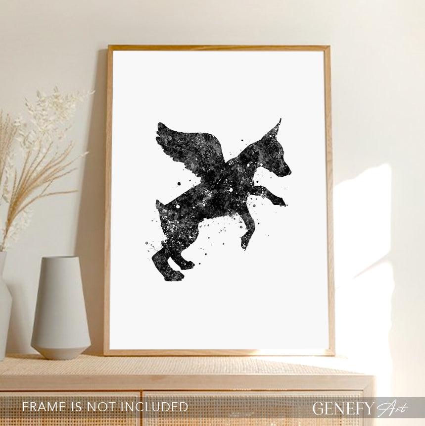 Black and White Miniature Pinscher with Angel Wings Art - Genefy Art