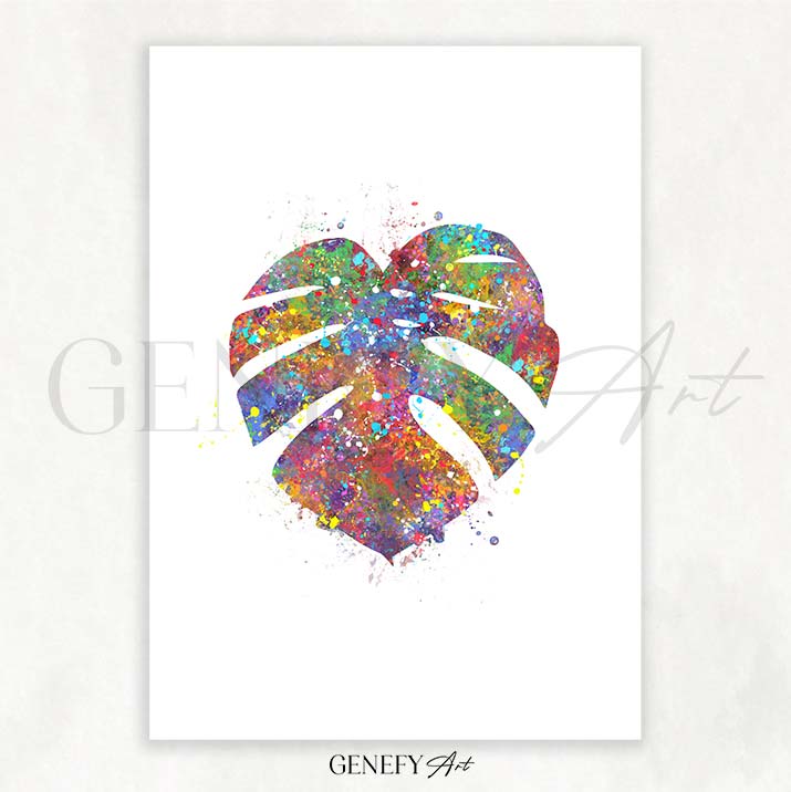 Monstera Leaf Watercolour Print - Genefy Art