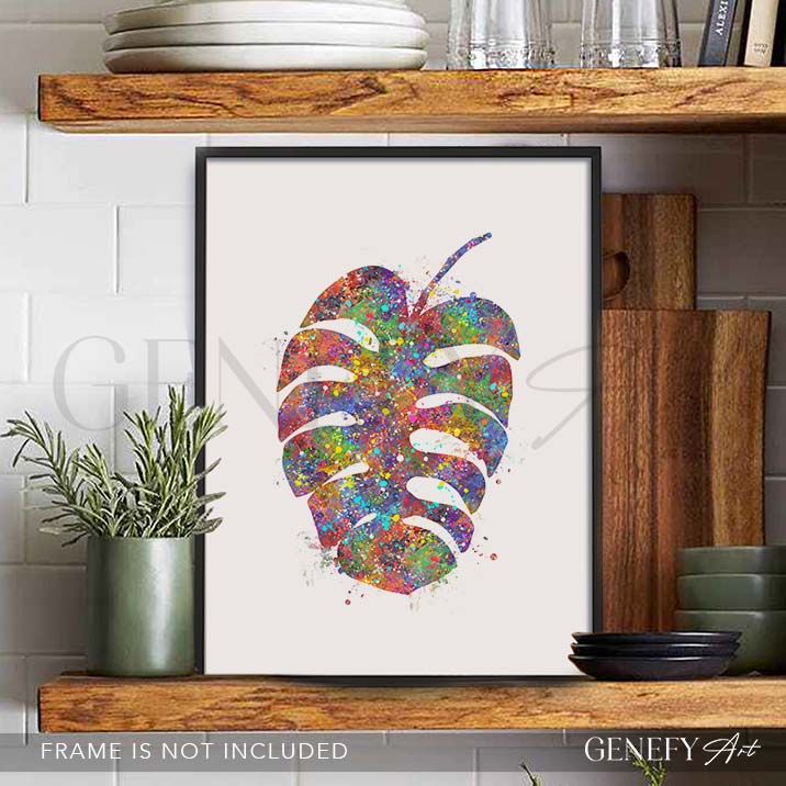 Monstera Leaf Watercolour Print - Genefy Art