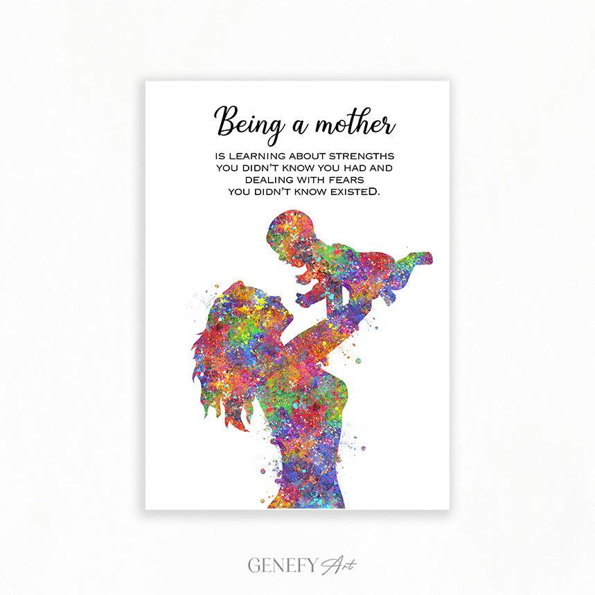 Being A Mother Inspirational Quote Art Print - Genefy Art