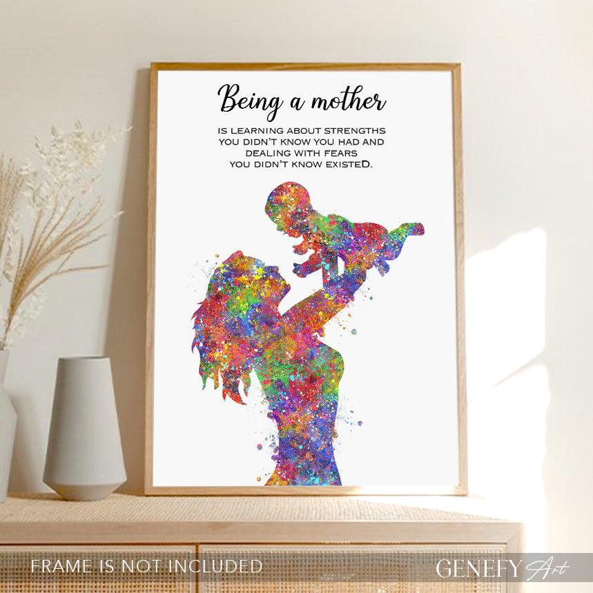Being A Mother Inspirational Quote Art Print - Genefy Art