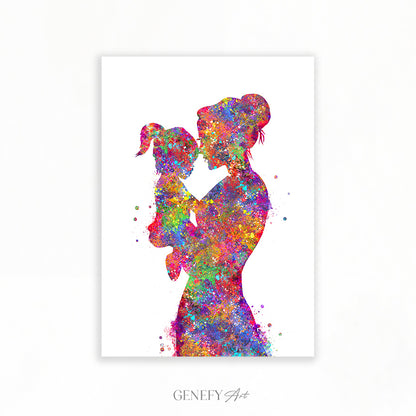 Mother and Daughter Watercolour Art Print