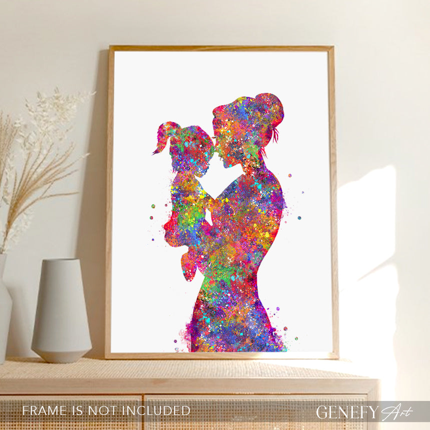 Mother and Daughter Watercolour Art Print