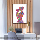 Mother Carrying Son Watercolour Art Print