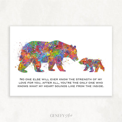 Mother and Baby Bear Quote Watercolour Print