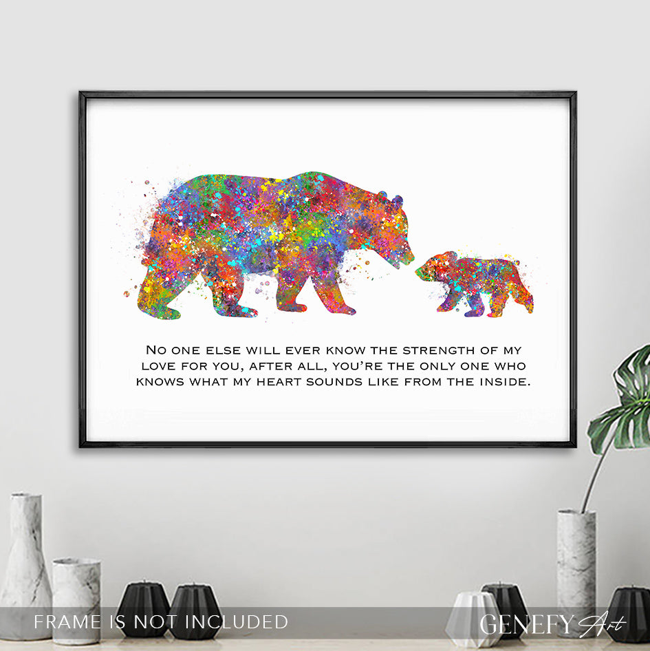 Mother and Baby Bear Quote Watercolour Print