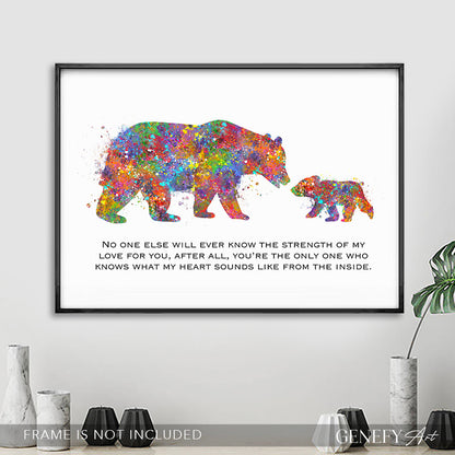 Mother and Baby Bear Quote Watercolour Print