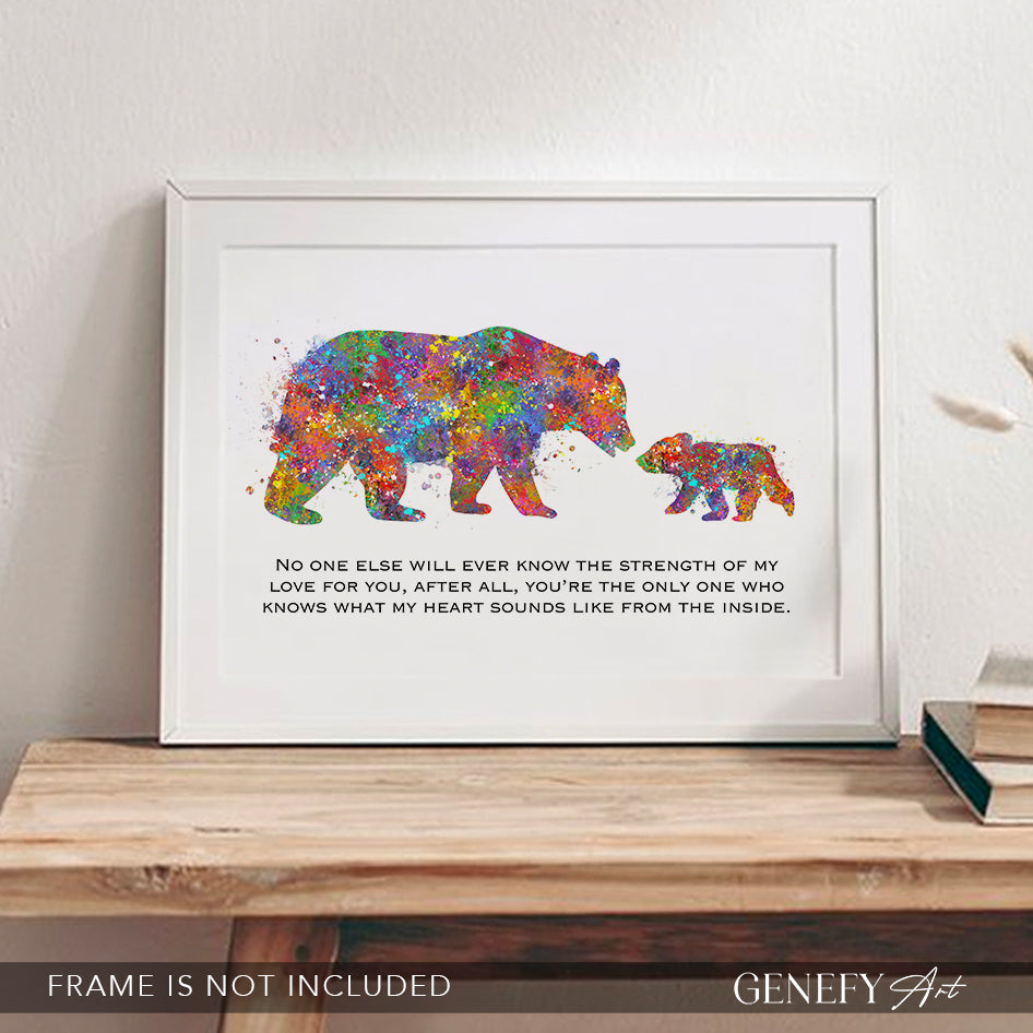 Mother and Baby Bear Quote Watercolour Print