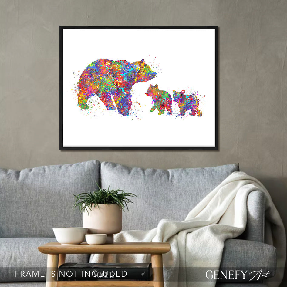 Mother Family of 3 Watercolour Print