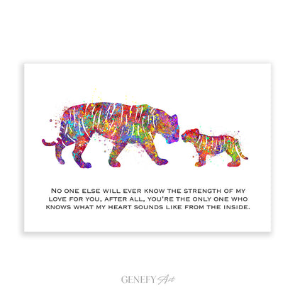 Mother and Baby Tiger Watercolour Art Print