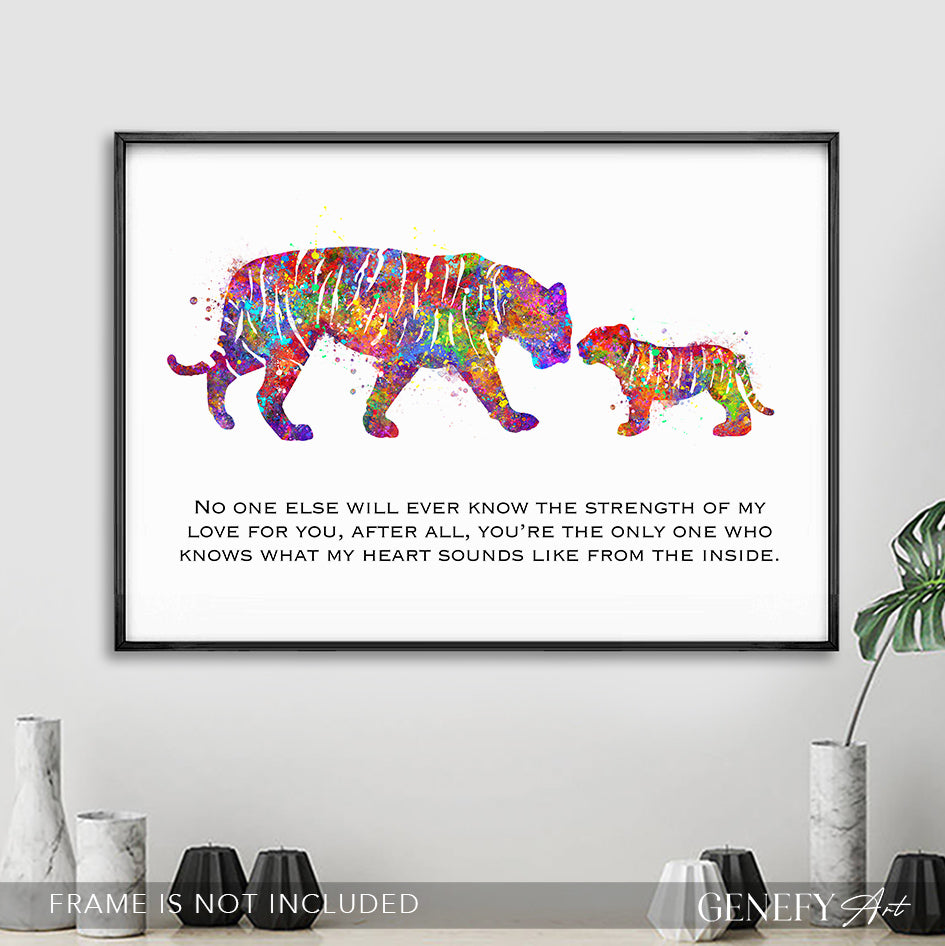 Mother and Baby Tiger Watercolour Art Print