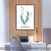 Birds Feather Quote Teal Watercolour Print - Genefy Art