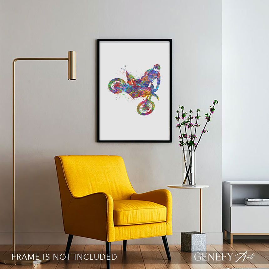 Motocross Watercolour Art Print