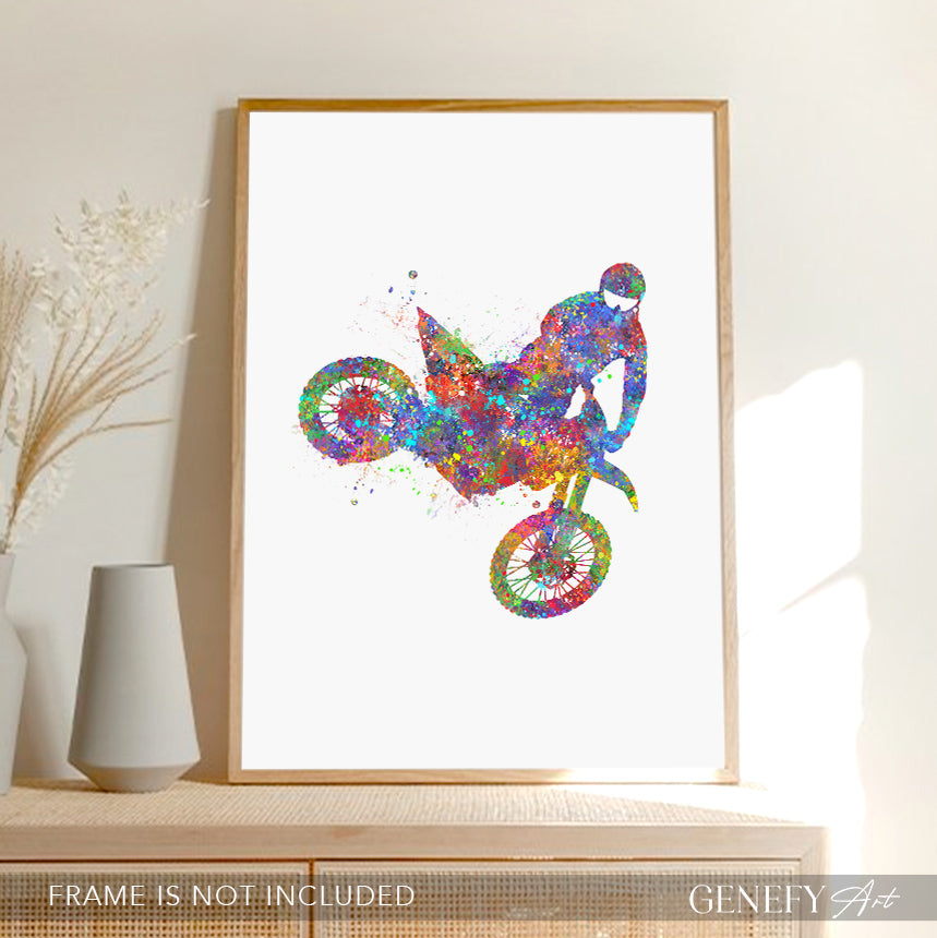 Motocross Watercolour Art Print