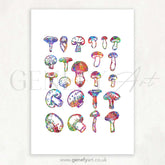 Mushrooms Watercolour Print - Genefy Art