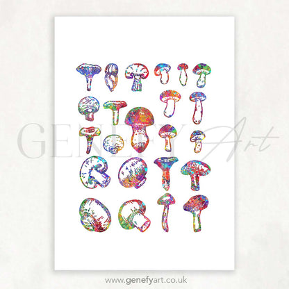 Mushrooms Watercolour Print - Genefy Art